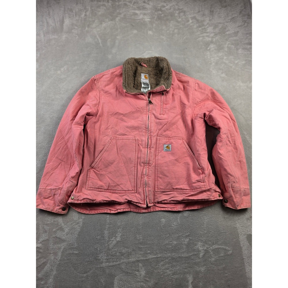 Carhartt Sandstone Canyon Jacket Women XL Sherbet Pink Sherpa Canvas WJ022 SBT